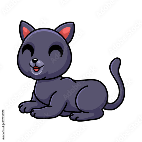 Cute chartreux cat cartoon sitting