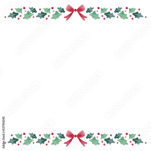 수채화 크리스마스 리스 프레임 배경 이미지