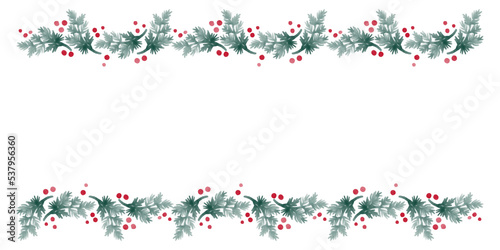 수채화 크리스마스 리스 프레임 배경 이미지