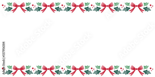 수채화 크리스마스 리스 프레임 배경 이미지