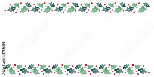 수채화 크리스마스 리스 프레임 배경 이미지