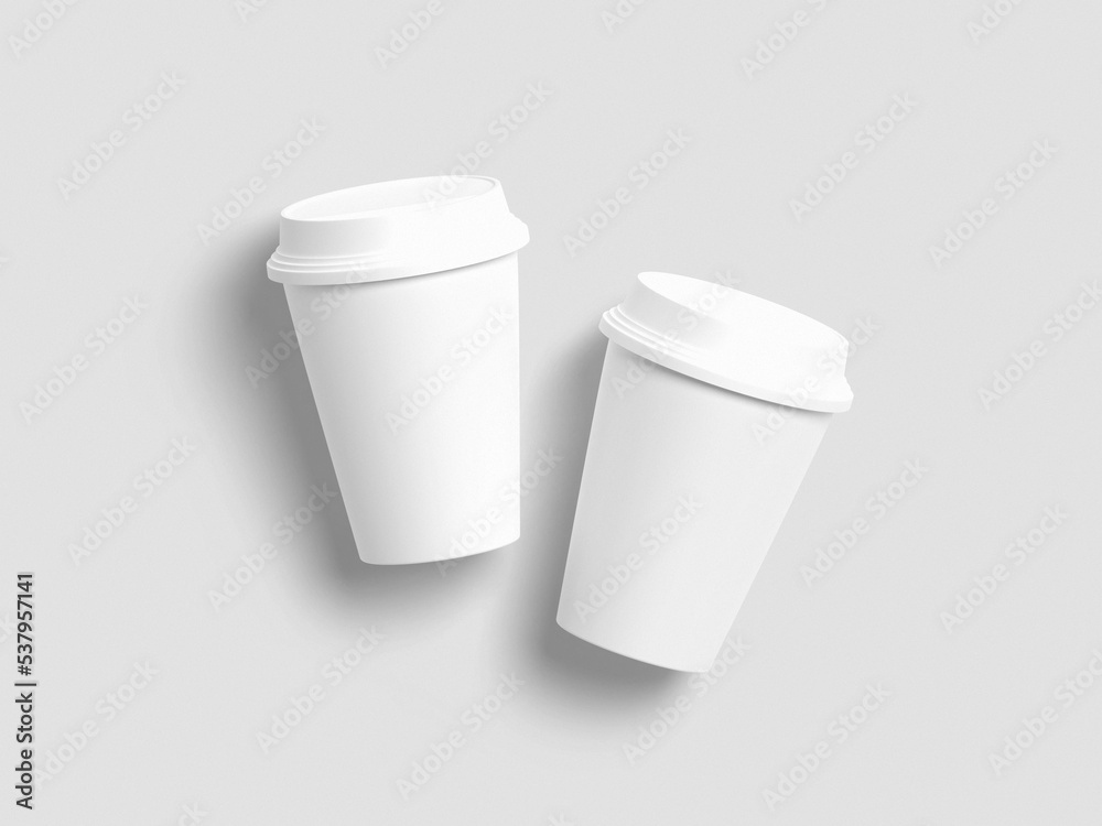Paper cup mock-up. Render realistic 3d illustration. Package mockup design for branding.