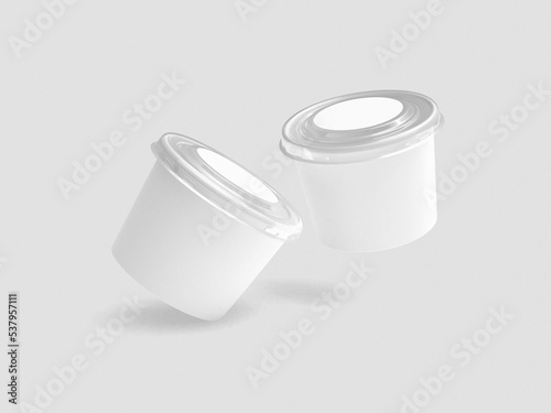 Paper food container, bowl, cup mockup 