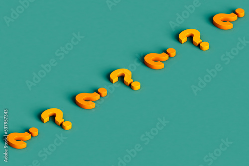a row of yellow question marks