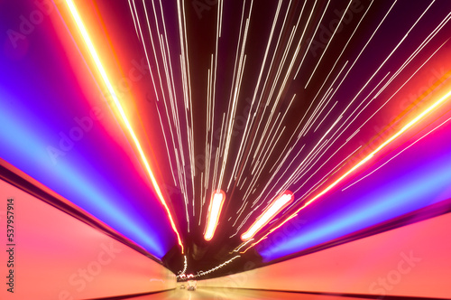 Long exposure whilst travelling through tunnel photo