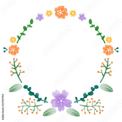 수채화 원형 꽃 리스 테두리 일러스트 이미지