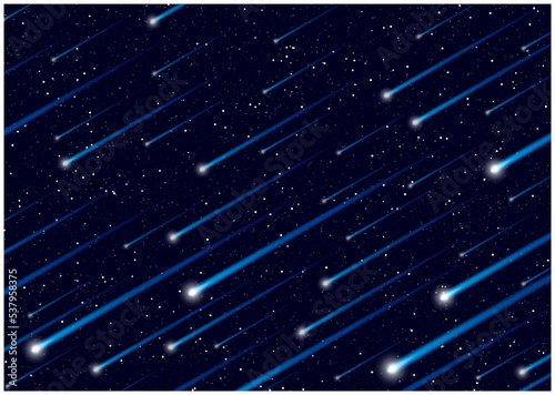 無限の宇宙空間に無数の流れ星　壁紙　背景 photo