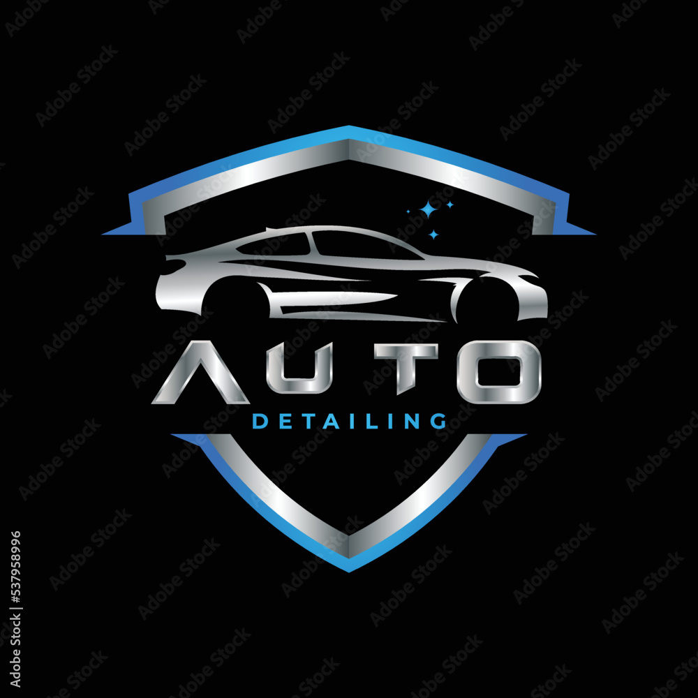 car logo design templates, auto detailing logos, shield car logo Stock