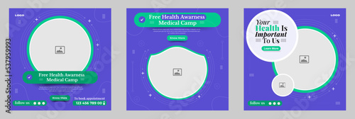 healthcare medical service social media post template square banners