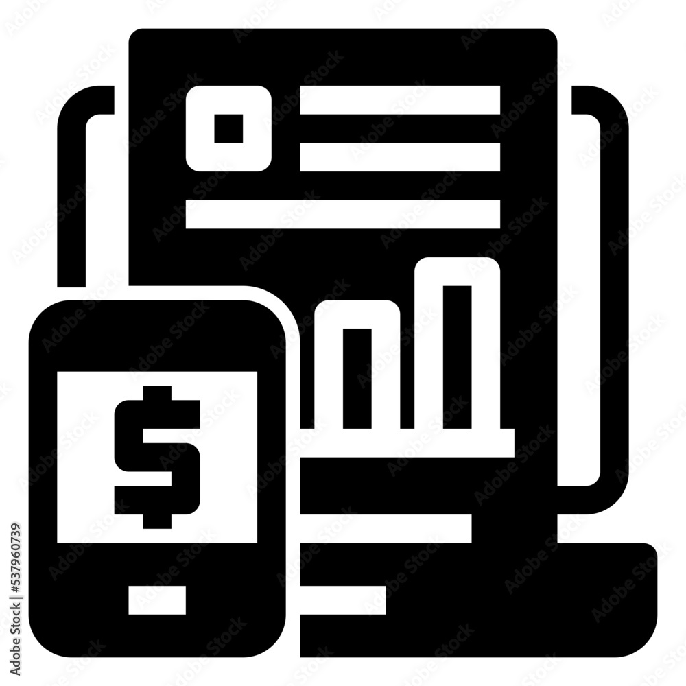 Icon Online Graphical Report With Style Glyph Icon Online Graphical Report With Style Glyph