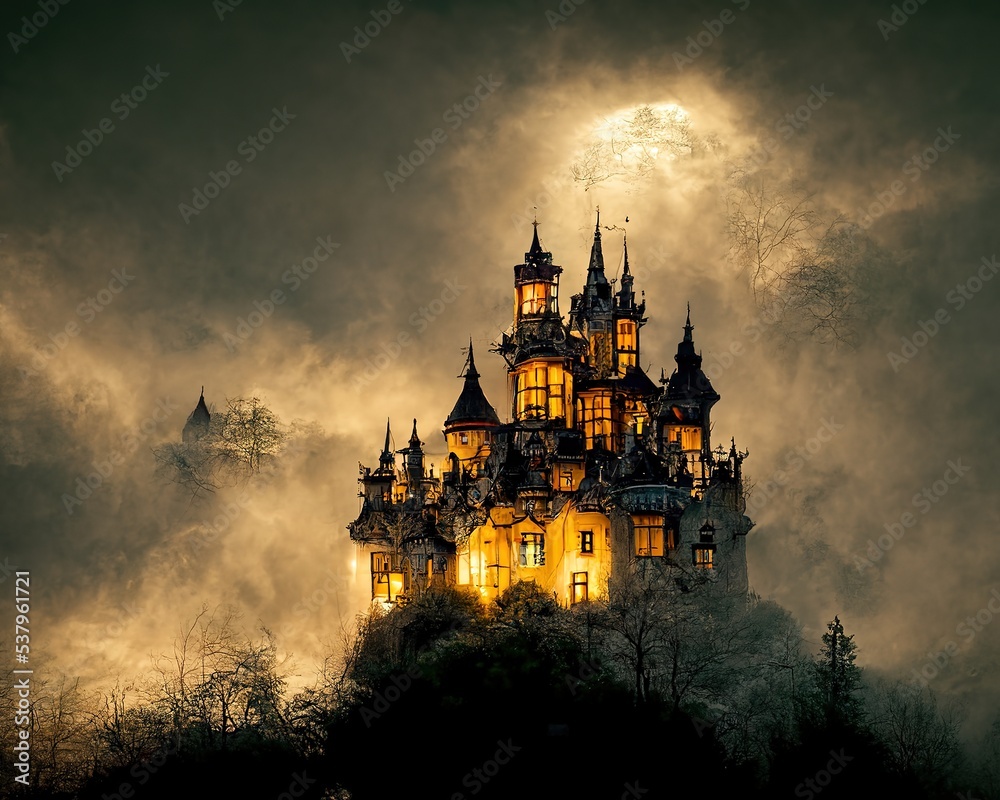 beauty and the beast, castle Stock Illustration Adobe Stock