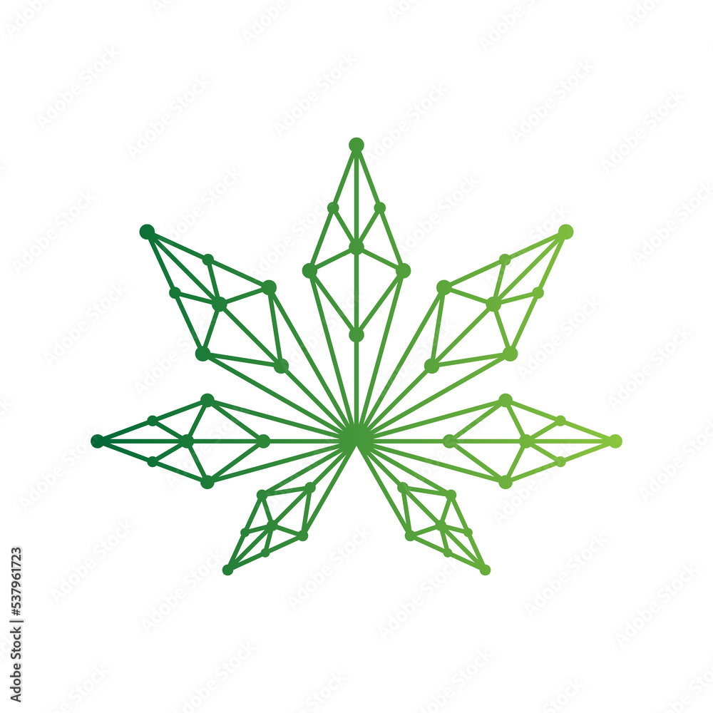 Obraz premium Cannabis tech logo design vector template. Creative CBD logo icon vector illustration