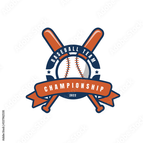Baseball sport club icon, softball team vector badge. Baseball varsity league or school sport club emblem for tournament or championship game