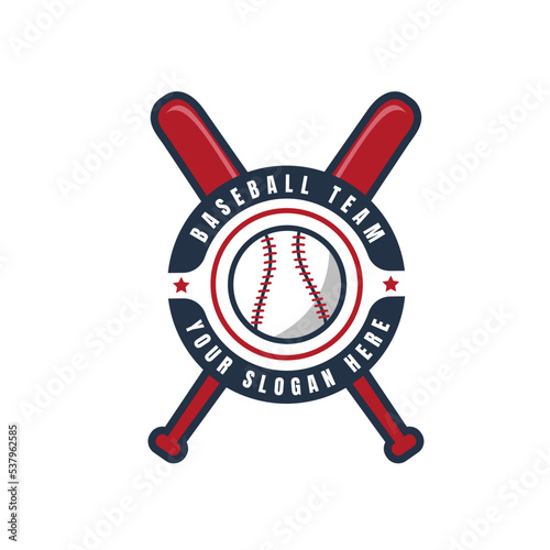 Baseball sport club icon, softball team vector badge. Baseball varsity league or school sport club emblem for tournament or championship game