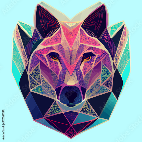 illustration Vector graphic of colorful wolf geometric in hand drawn style isolated good for logo, mascot, print or customize your design