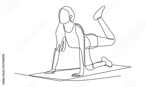 continuous line of woman doing workout