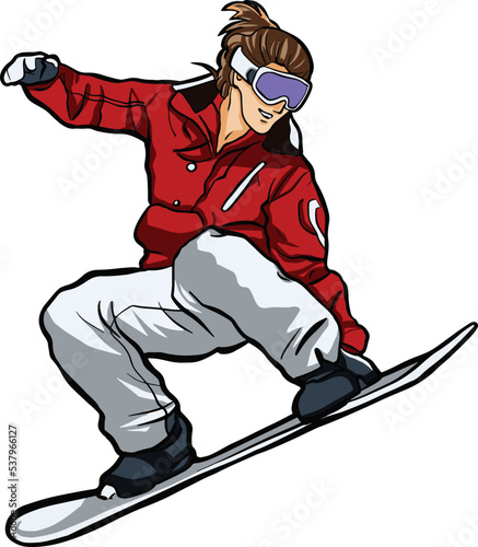 teenager snowboarding jump action