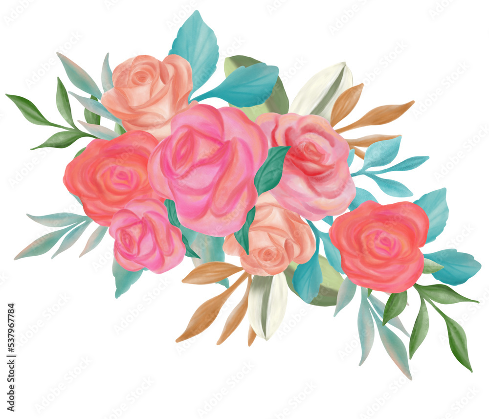 Rose flower bouquet watercolor