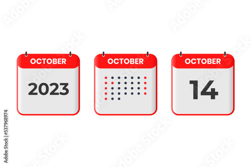 October 14 calendar design icon. 2023 calendar schedule, appointment, important date concept