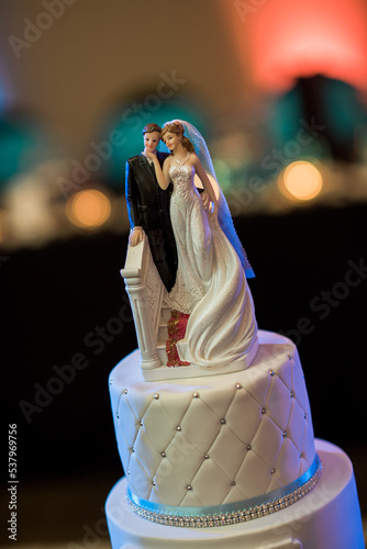 Bride and groom wedding cake ornament