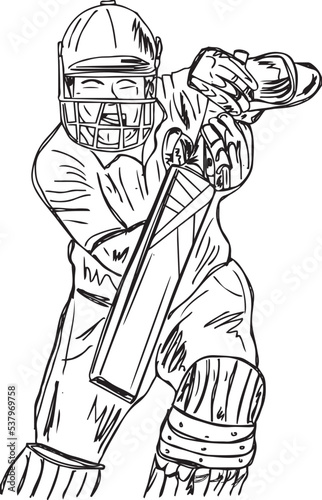 Legend cricket batsman of pakistan playing attractive shot,  sketch drawing of cricketer, cricket illustration silhouette clipart, cricket game cartoon doodle