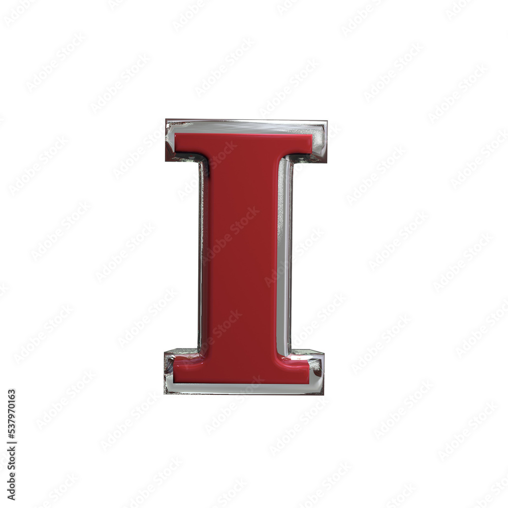 Letter I 3D render red color png Letter I 3D render red color png
