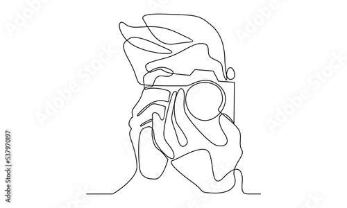 continuous line of photographer vector illustration