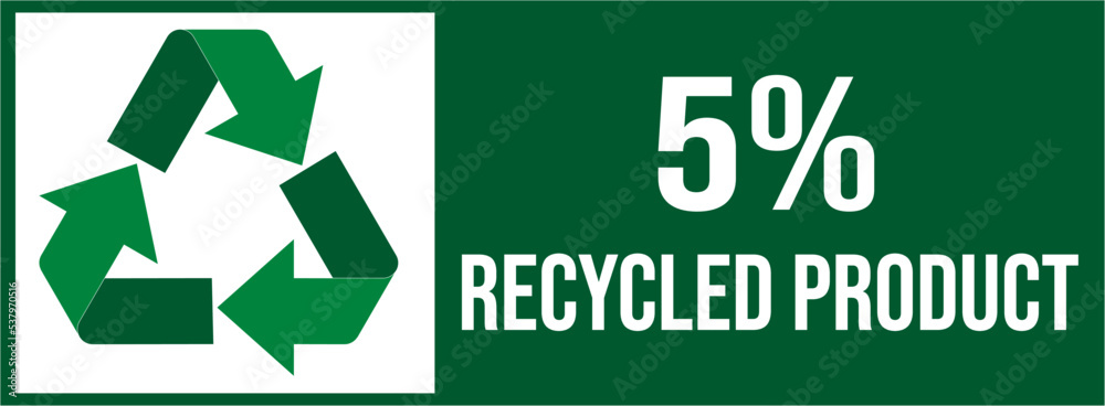 5% recycled product label icon sign 5% recycled product label icon sign