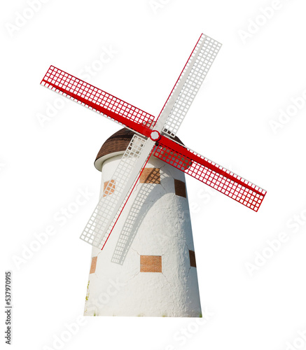 windmill in the wind isolated and save as to PNG file