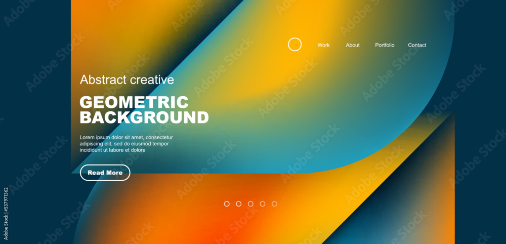 Geometric landing page background. Fluid colors and simple shapes abstract composition. Vector illustration for wallpaper, banner, background, leaflet, catalog, cover, flyer Geometric landing page background. Fluid colors and simple shapes abstract composition. Vector illustration for wallpaper, banner, background, leaflet, catalog, cover, flyer