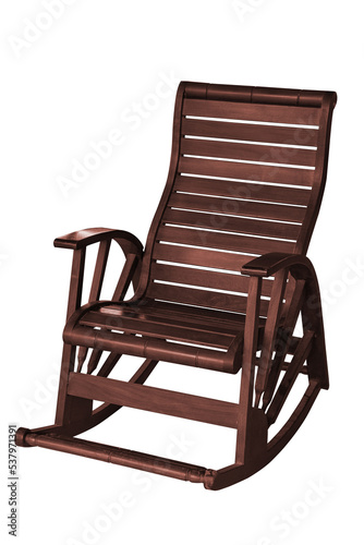 Wooden rocking chair isolated. photo