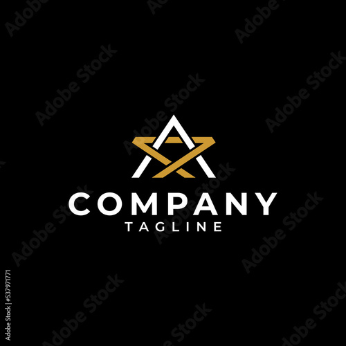 Star shaped monogram logo design on black background