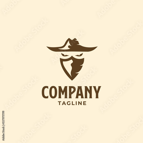 Logo design a combination of cowboy and shield.