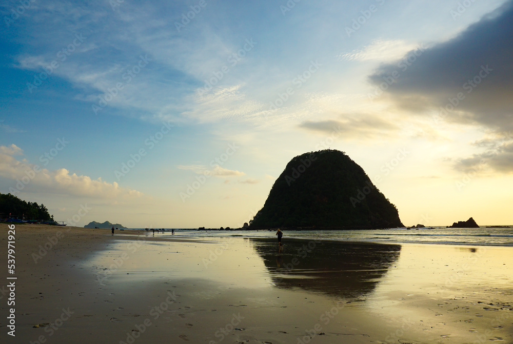 Landscape Around Red Island beach in banyuwangi, East Java, Indonesia. Red island beach is a popular tourist attraction in Indonesia.