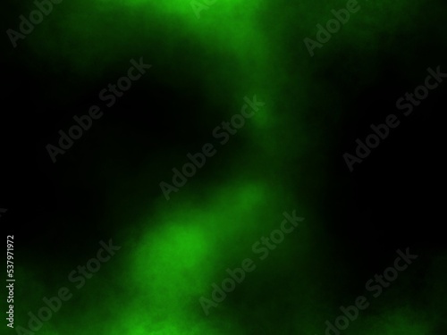  A bright green mist floated up in the darkness. Illustration created from a tablet, used as a background in abstract style.