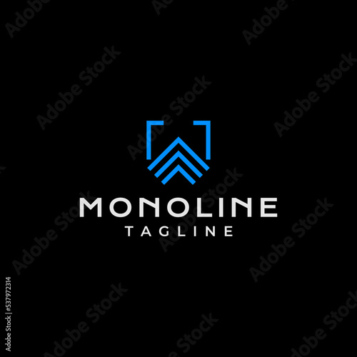 Abstract logo design with three triangular shaped lines facing up.