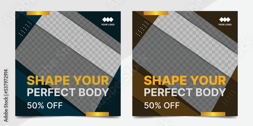 Sport square banner template. Promotional banner for social media post.