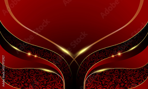 Abstract luxury copy space background with blurry lighting in red color theme. premium wallpaper with gold for banner poster and certificate photo