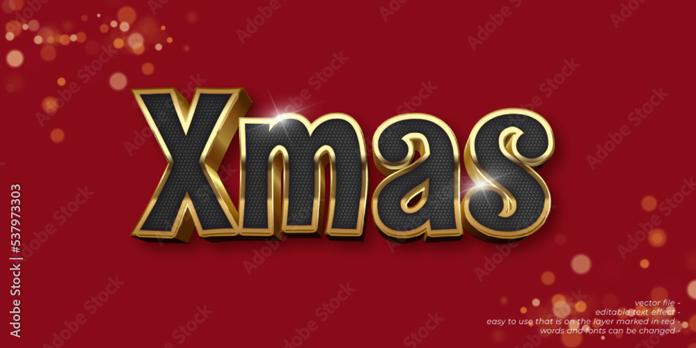 Xmas custom text 3d style editable text effect