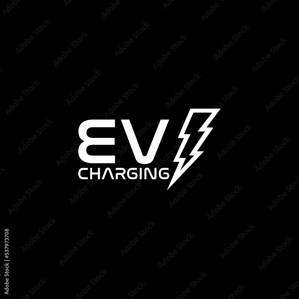 Electric car charging station icon isolated on dark background