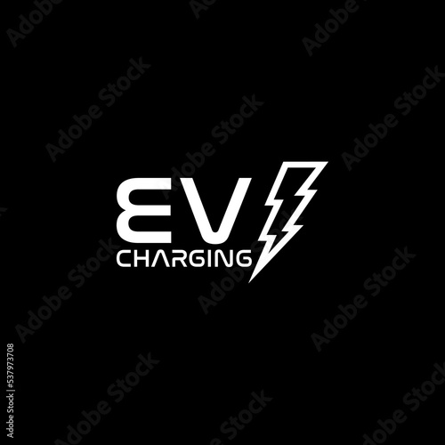 Electric car charging station icon isolated on dark background