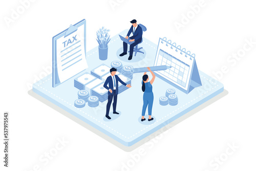 Characters choosing best candidate for job, isometric vector modern illustration