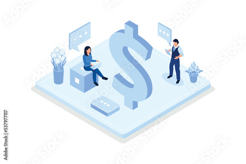 Passive income, Characters enjoying successfully, isometric vector modern illustration