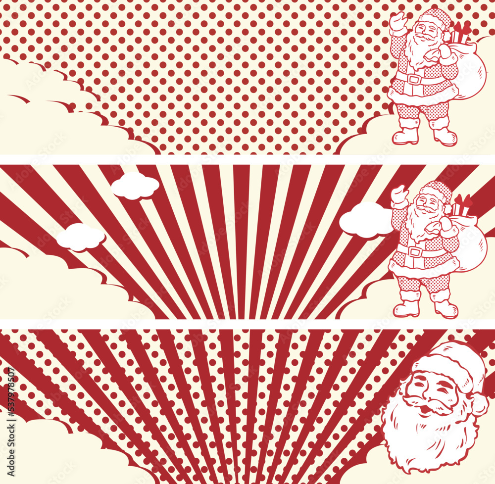Christmas サンタクロースのバナーイラストセット フレーム コピースペース 背景 かわいい 素材 Stock Vector Adobe Stock