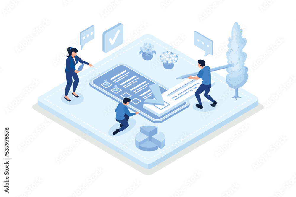 Schedule planning, Characters planning work tasks, isometric vector modern illustration Schedule planning, Characters planning work tasks, isometric vector modern illustration