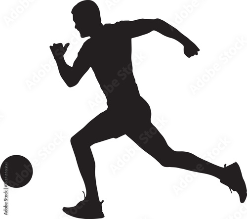Silhouettes of football or soccer players set