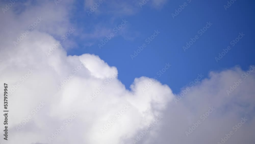 Time Lapse of White Fluffy Clouds Rolling By With Blue Sky Background. Time Lapse of White Fluffy Clouds Rolling By With Blue Sky Background.