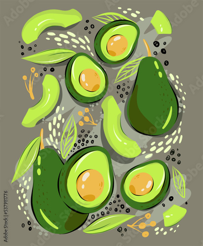 illustration with avocado