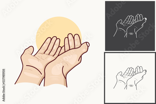 Praying hand illustration for muslim