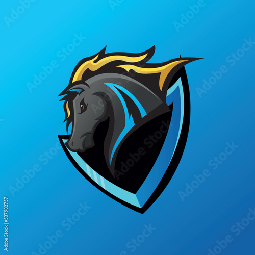 HORSE MASCOT FOR ESPORT LOGO TEMPLATE VECTOR ILLUSTRATION